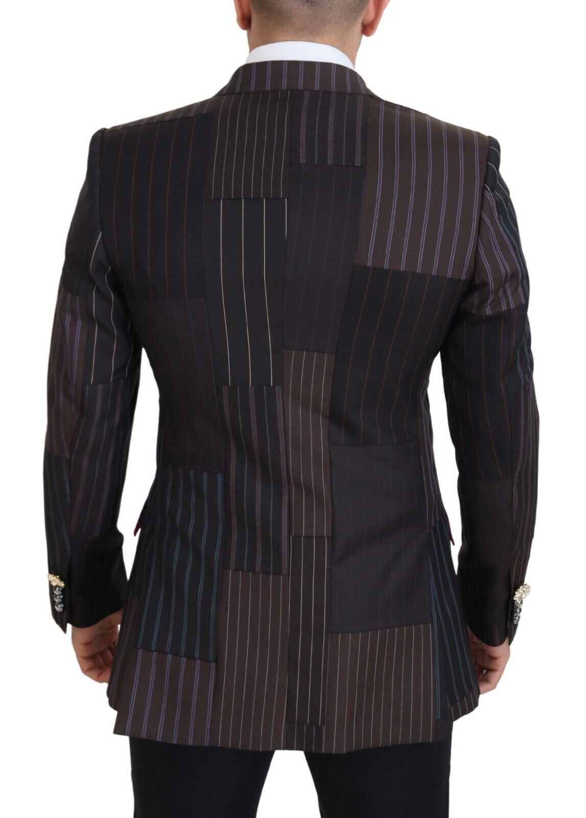 Dolce & Gabbana Multicolor Wool Silk Blend Slim Fit Men's Blazer