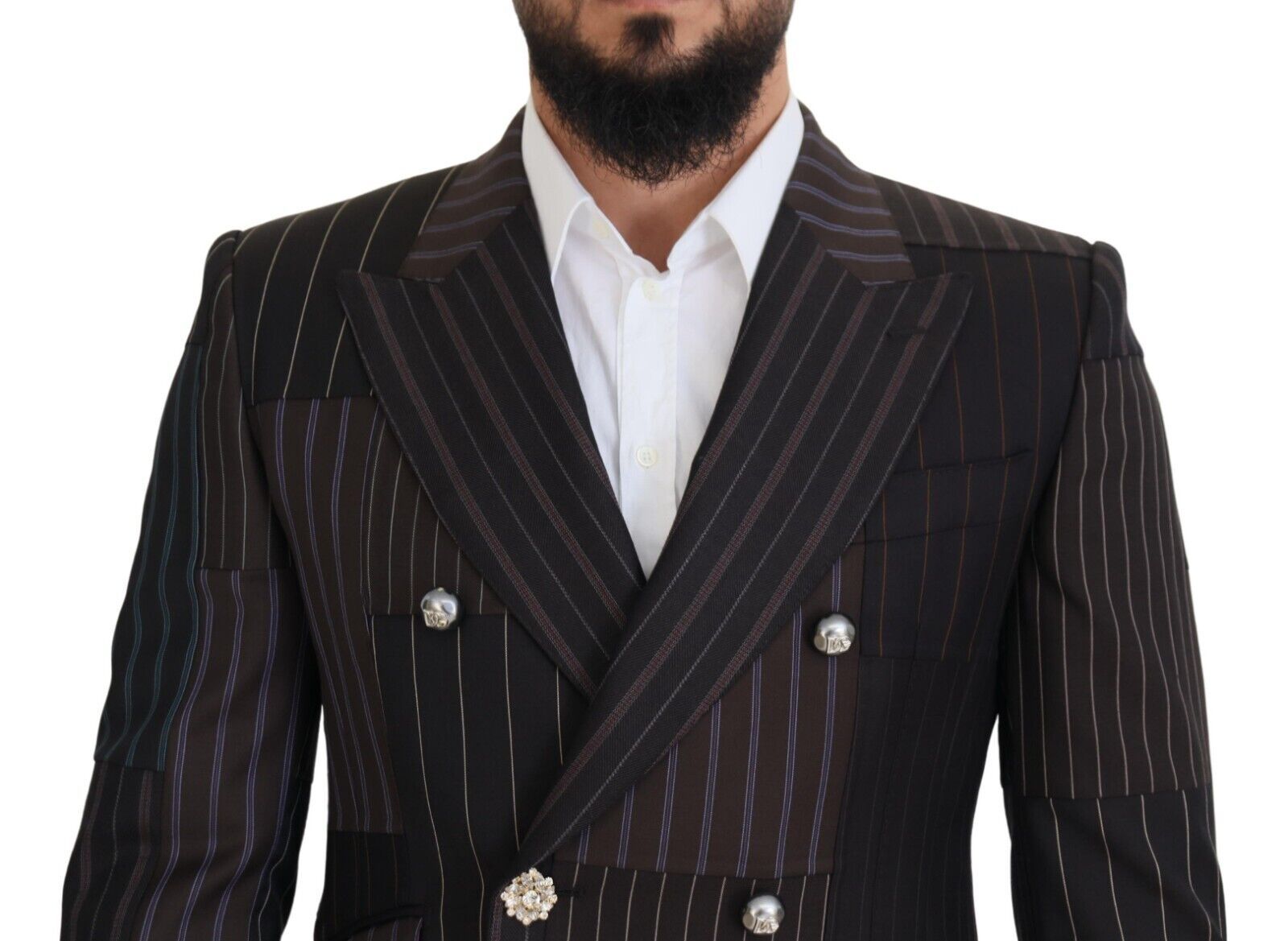 Dolce & Gabbana Multicolor Wool Silk Blend Slim Fit Men's Blazer