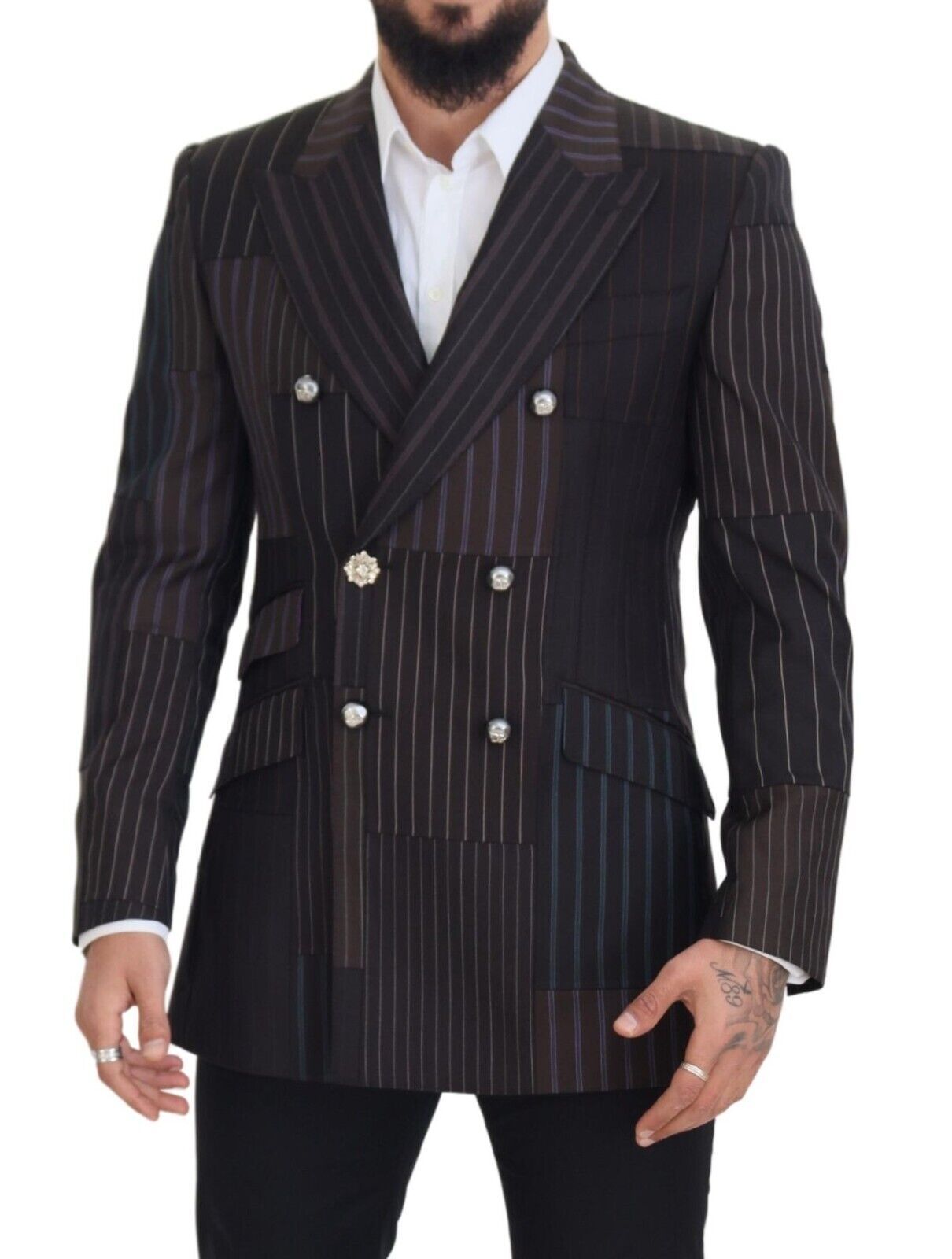 Dolce & Gabbana Multicolor Wool Silk Blend Slim Fit Men's Blazer