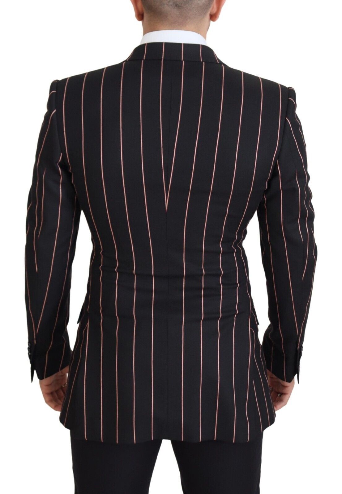 Dolce & Gabbana Dark Gray Stripes Viscose Double Breasted Men's Blazer