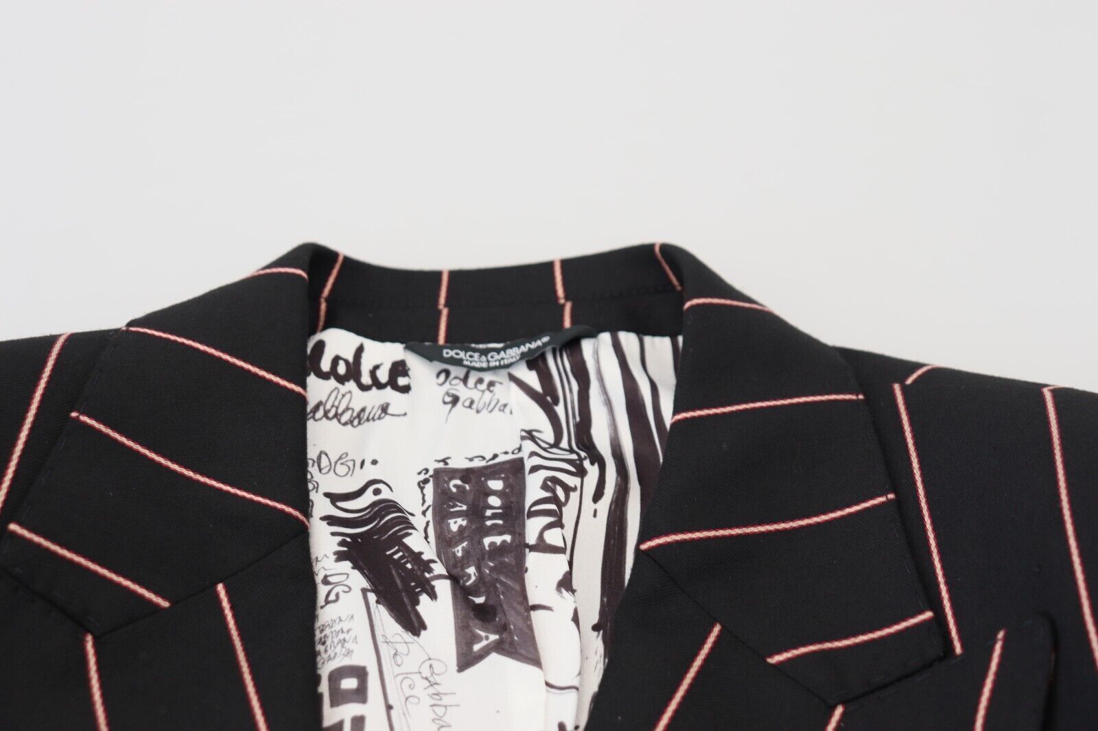Dolce & Gabbana Dark Gray Stripes Viscose Double Breasted Men's Blazer