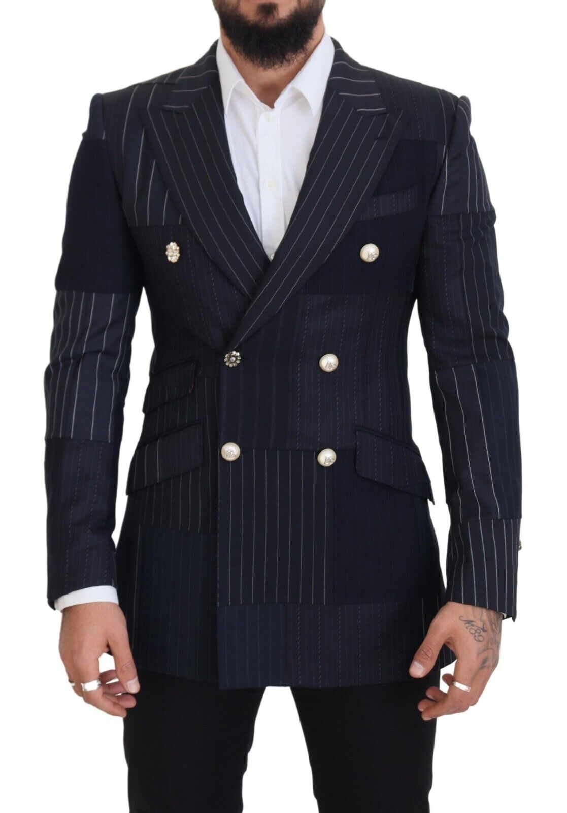 Dolce & Gabbana Navy Blue Double Breasted Slim Fit Men's Blazer