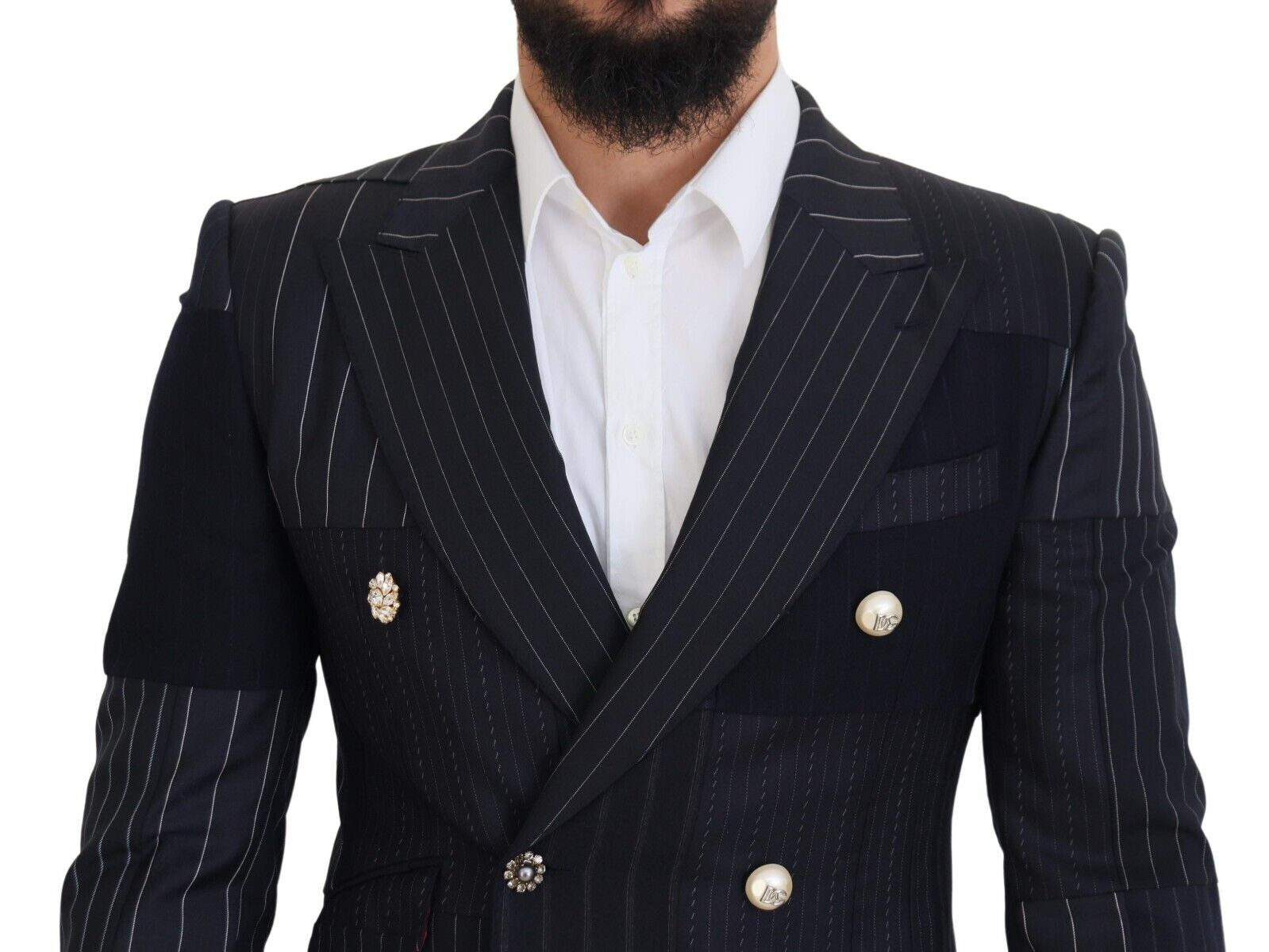 Dolce & Gabbana Navy Blue Double Breasted Slim Fit Men's Blazer