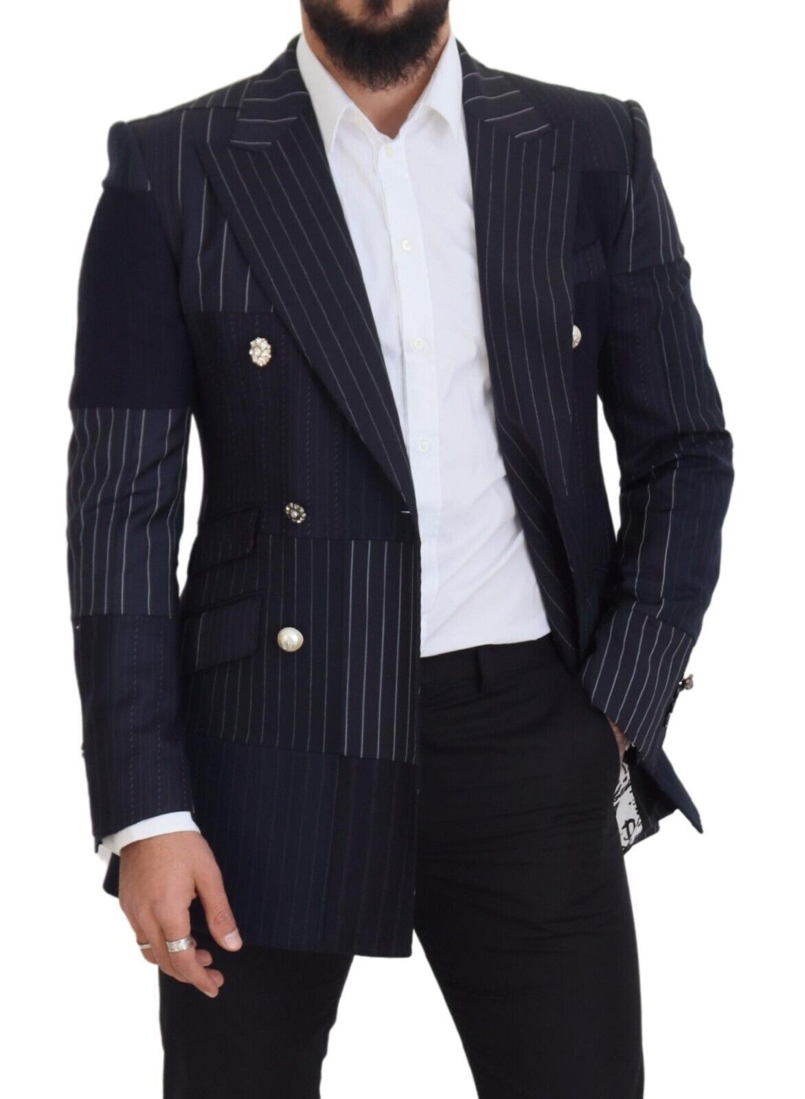 Dolce & Gabbana Navy Blue Double Breasted Slim Fit Men's Blazer