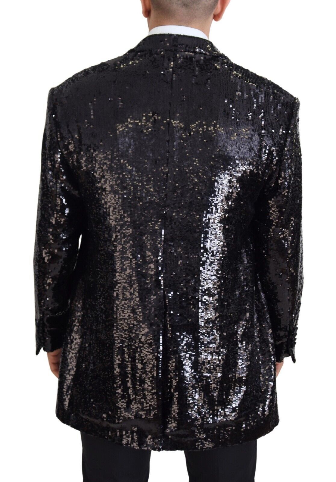 Dolce & Gabbana Black Sequined Cow Pattern Nylon Men's Blazer