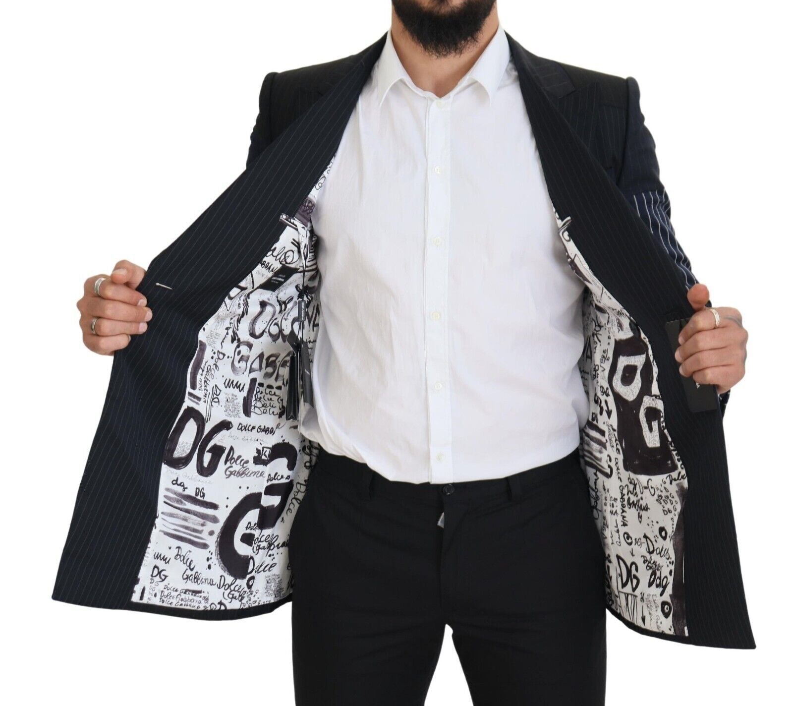 Dolce & Gabbana Blue Wool Patchwork Double Breasted Men's Blazer