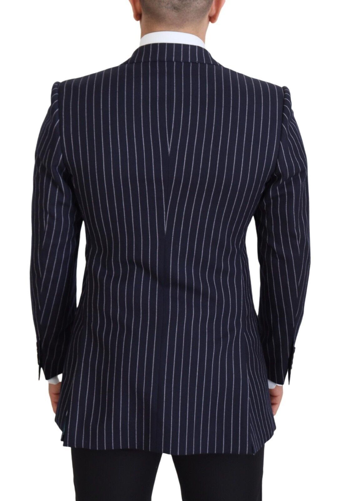Dolce & Gabbana Dark Blue Stripe Wool Single Breasted Men's Blazer