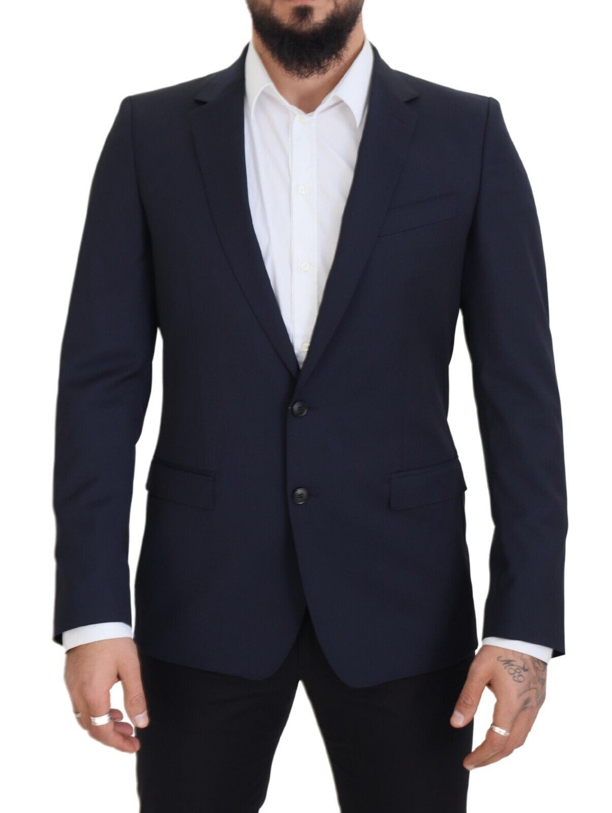 Dolce & Gabbana Elegant Dark Blue Slim Fit Wool Men's Blazer