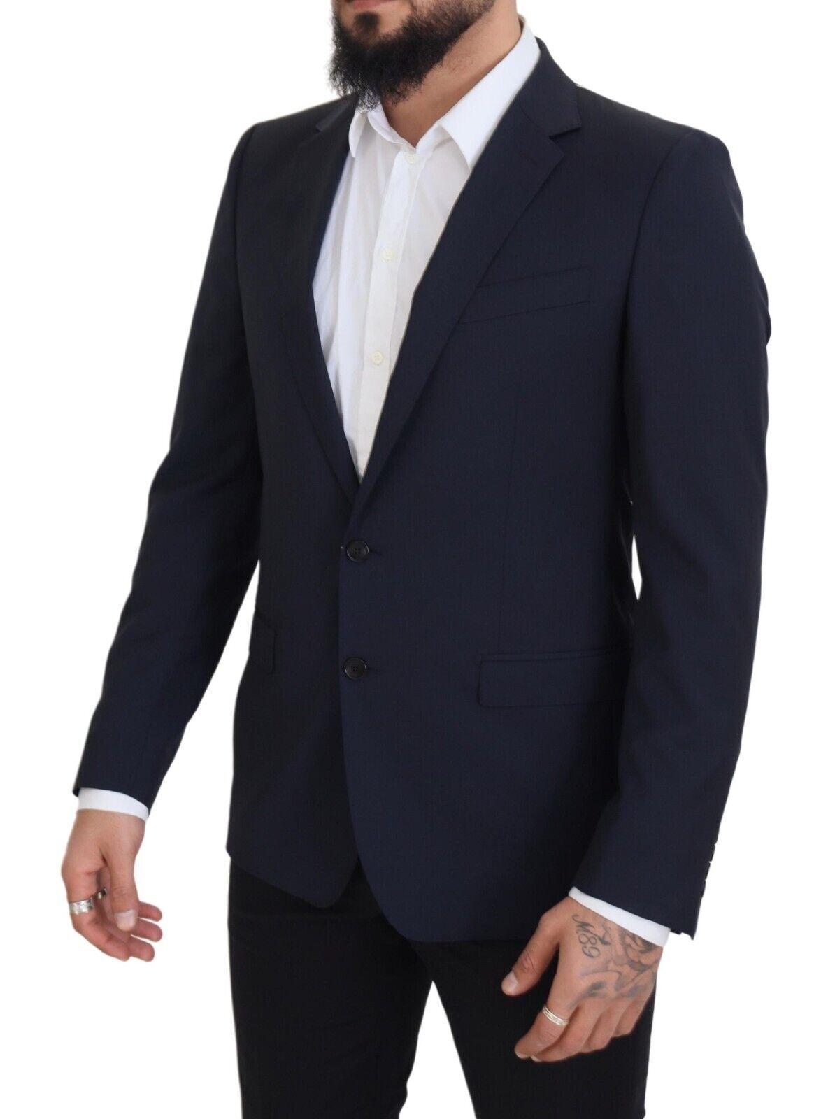 Dolce & Gabbana Elegant Dark Blue Slim Fit Wool Men's Blazer