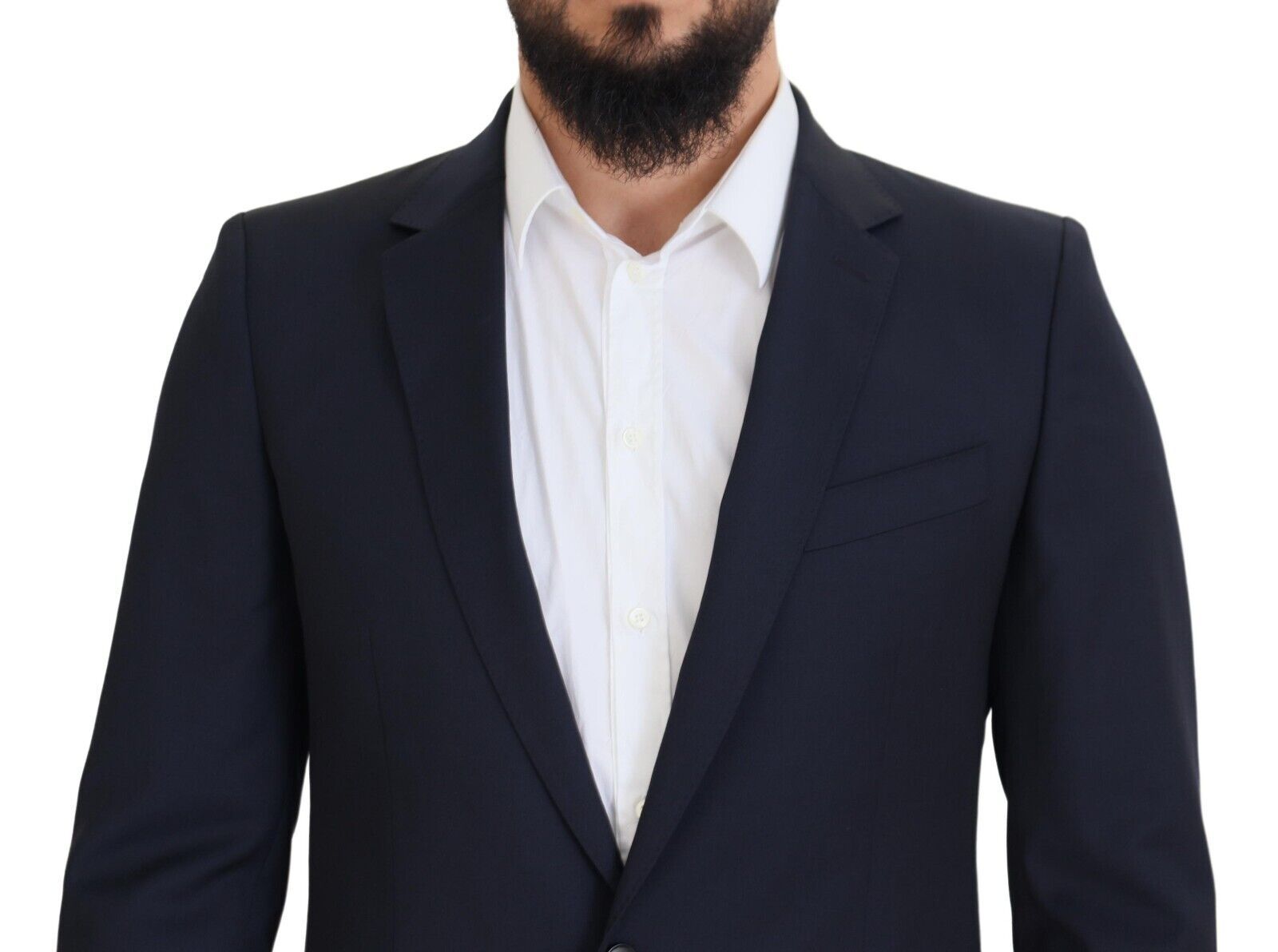 Dolce & Gabbana Elegant Dark Blue Slim Fit Wool Men's Blazer