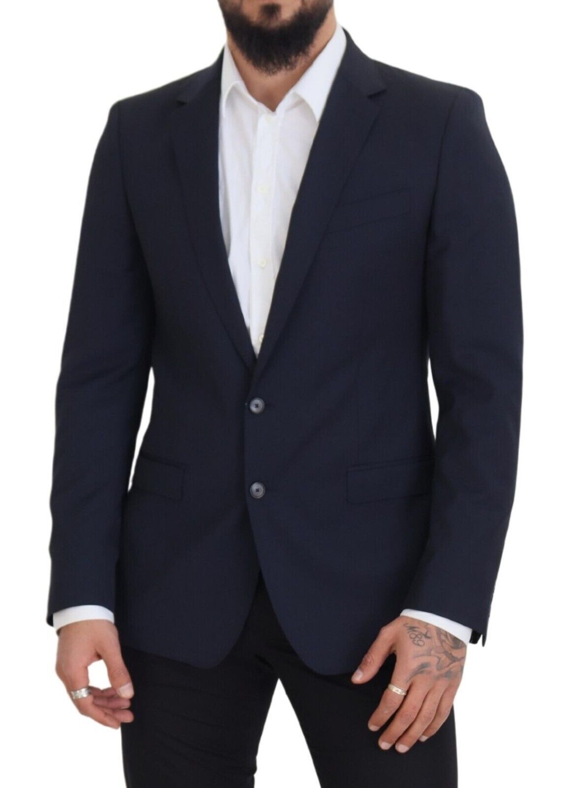 Dolce & Gabbana Elegant Dark Blue Slim Fit Wool Men's Blazer
