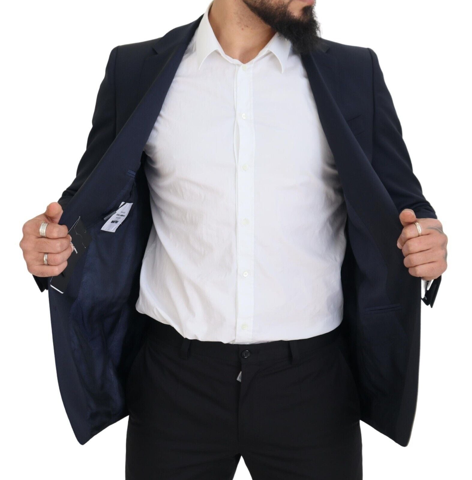 Dolce & Gabbana Elegant Dark Blue Slim Fit Wool Men's Blazer