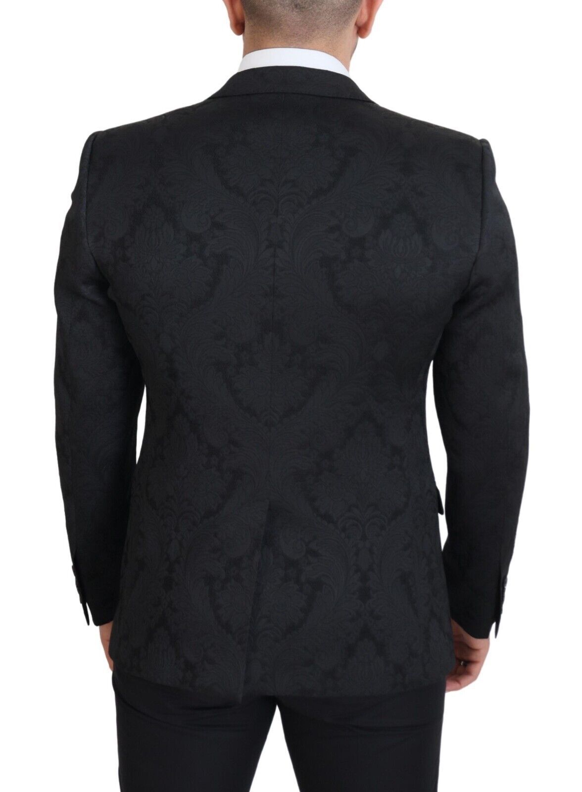 Dolce & Gabbana Black Floral Brocade 2 Piece MARTINI Men's Suit
