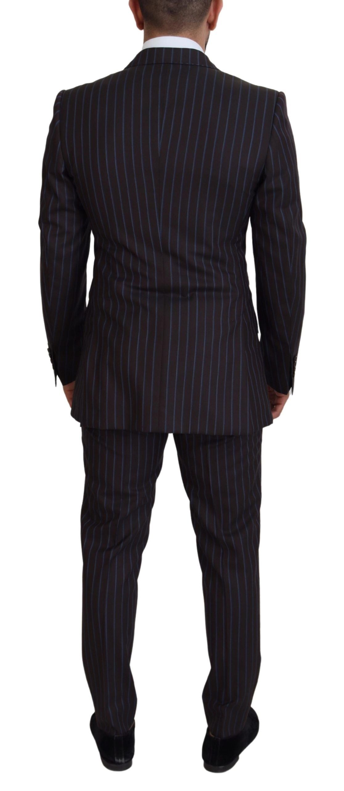 Dolce & Gabbana Elegant Black Striped Virgin Wool Men's Suit