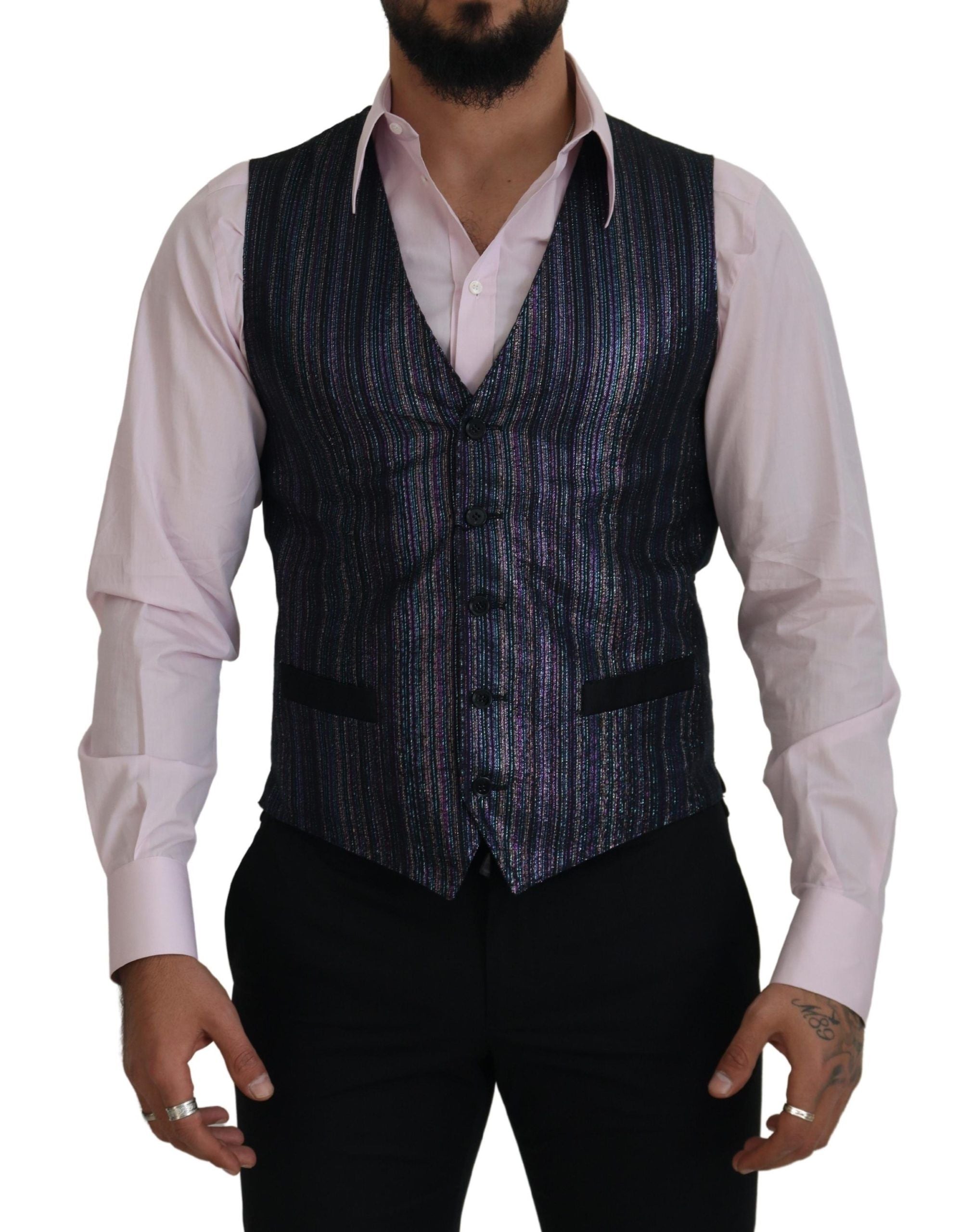 Dolce & Gabbana Multicolor Formal Dress Vest Luxury Men's Blend