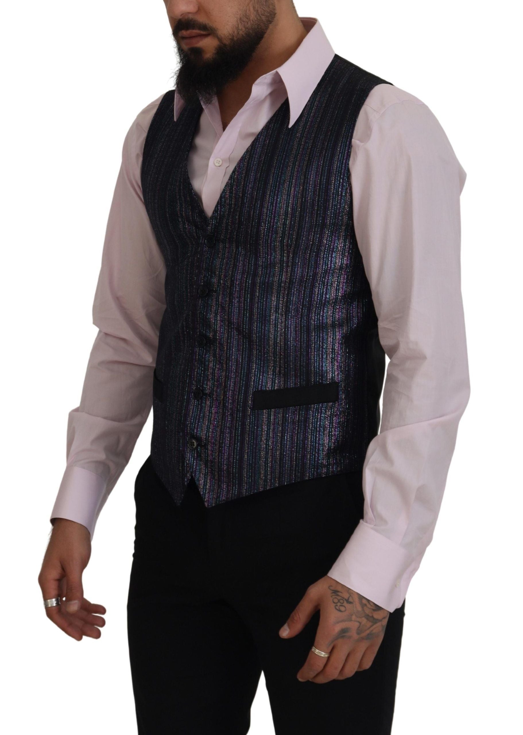 Dolce & Gabbana Multicolor Formal Dress Vest Luxury Men's Blend