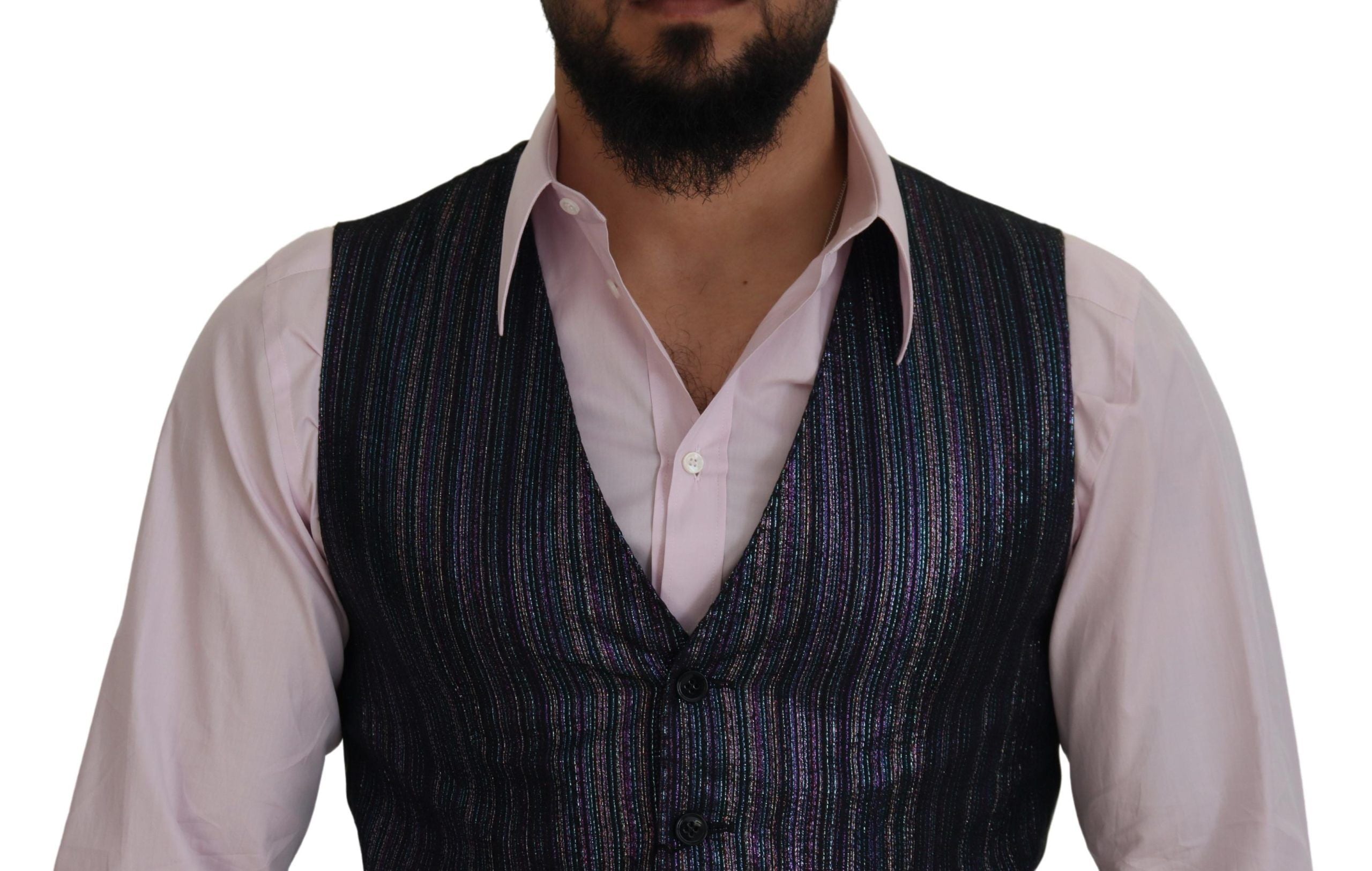 Dolce & Gabbana Multicolor Polyester Waistcoat Dress Formal Men's Vest