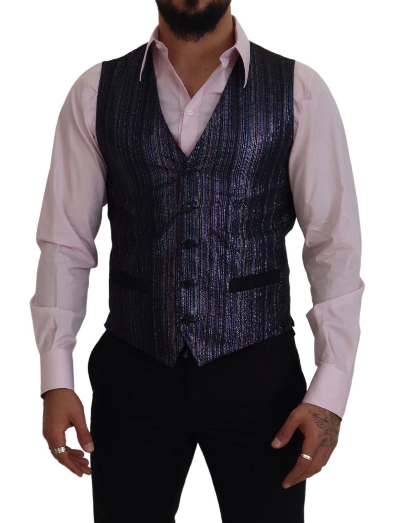 Dolce & Gabbana Multicolor Polyester Waistcoat Dress Formal Men's Vest