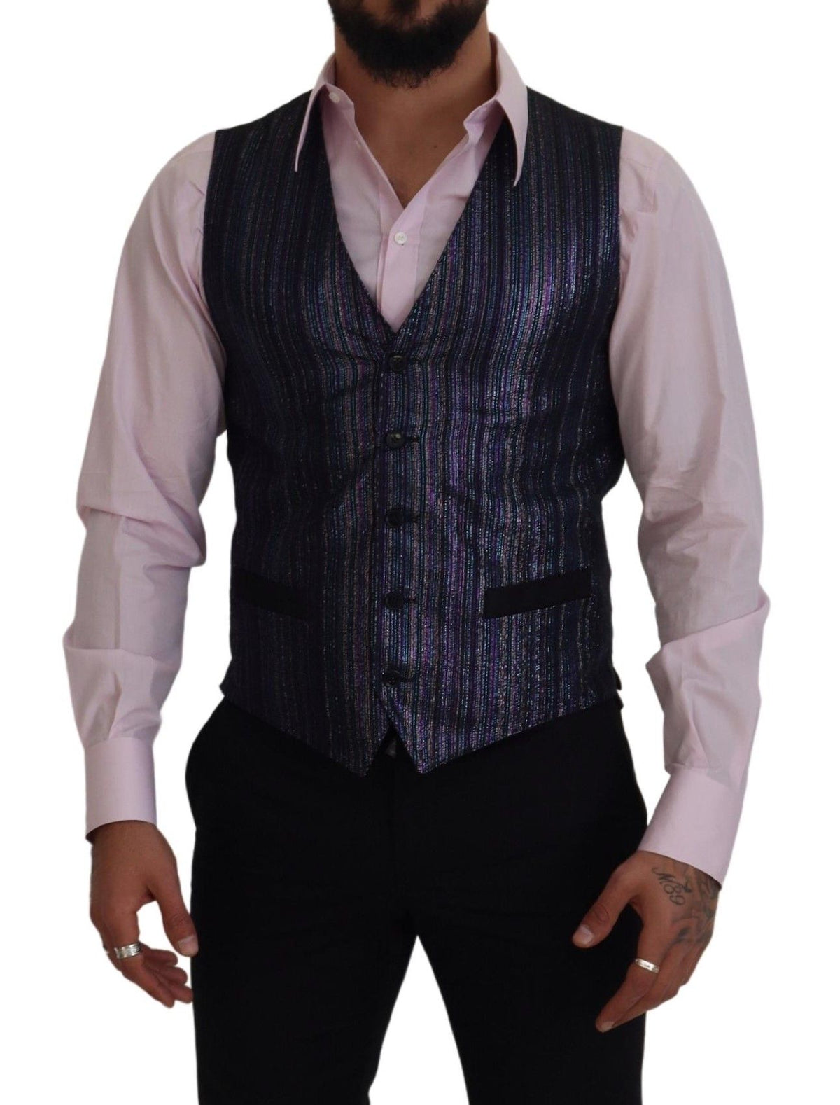 Dolce & Gabbana Multicolor Polyester Waistcoat Dress Formal Men's Vest