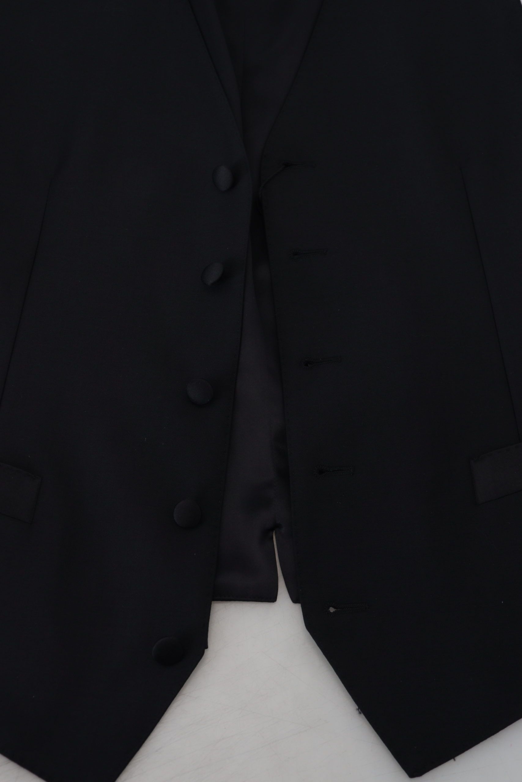 Dolce & Gabbana Black Virgin Wool Waistcoat Formal Dress Men's Vest