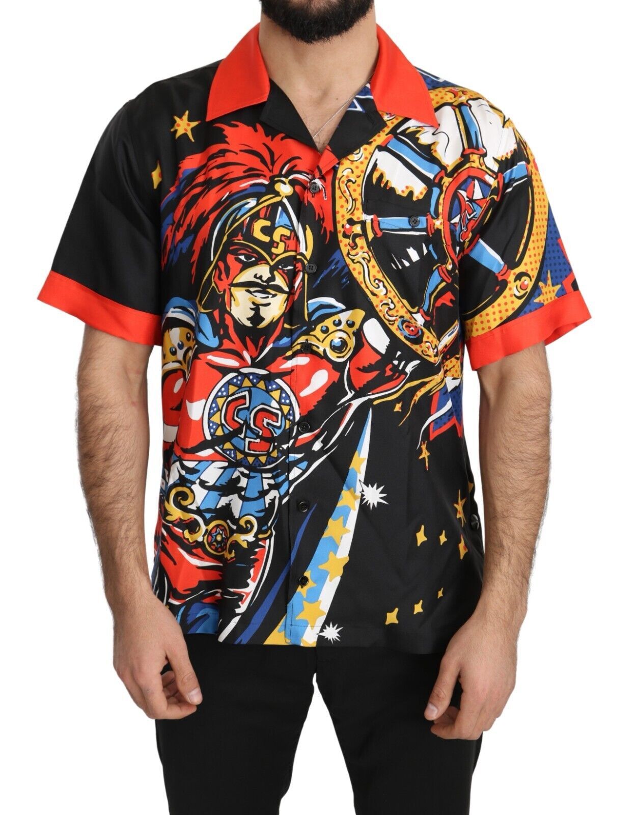 Dolce & Gabbana Multicolor Printed Short Sleeves Casual Men's Shirt