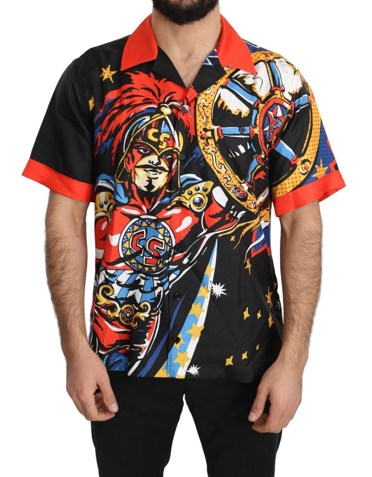 Dolce & Gabbana Multicolor Printed Short Sleeves Casual Men's Shirt
