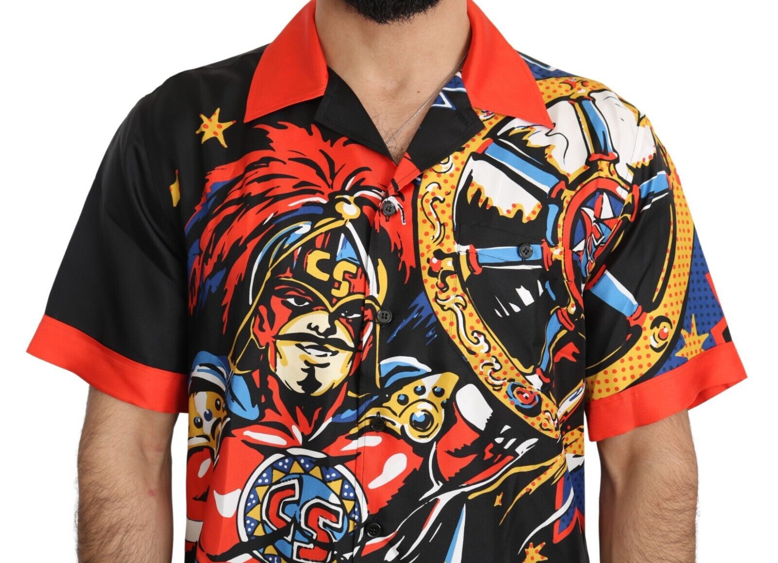 Dolce & Gabbana Multicolor Printed Short Sleeves Casual Men's Shirt