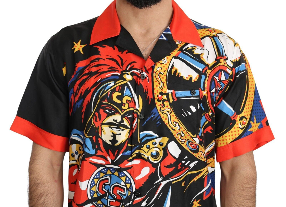 Dolce & Gabbana Multicolor Printed Short Sleeves Casual Men's Shirt