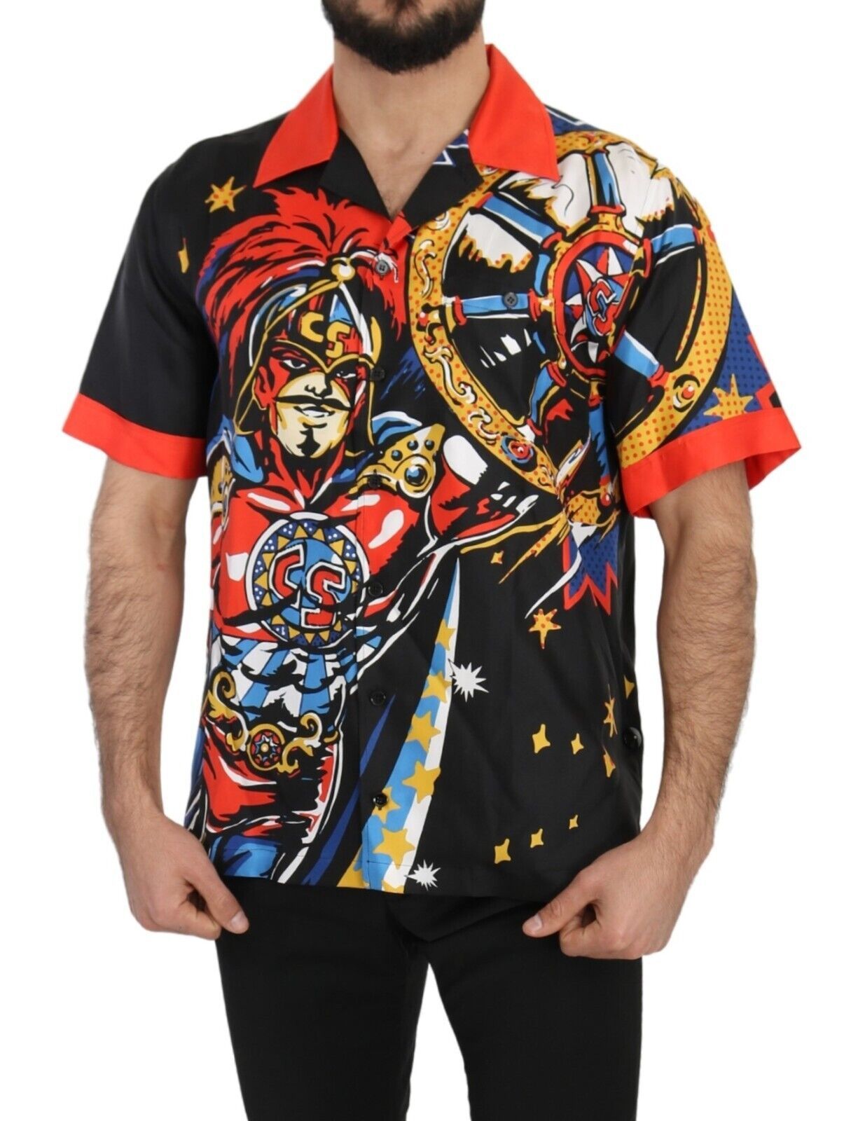 Dolce & Gabbana Multicolor Printed Short Sleeves Casual Men's Shirt