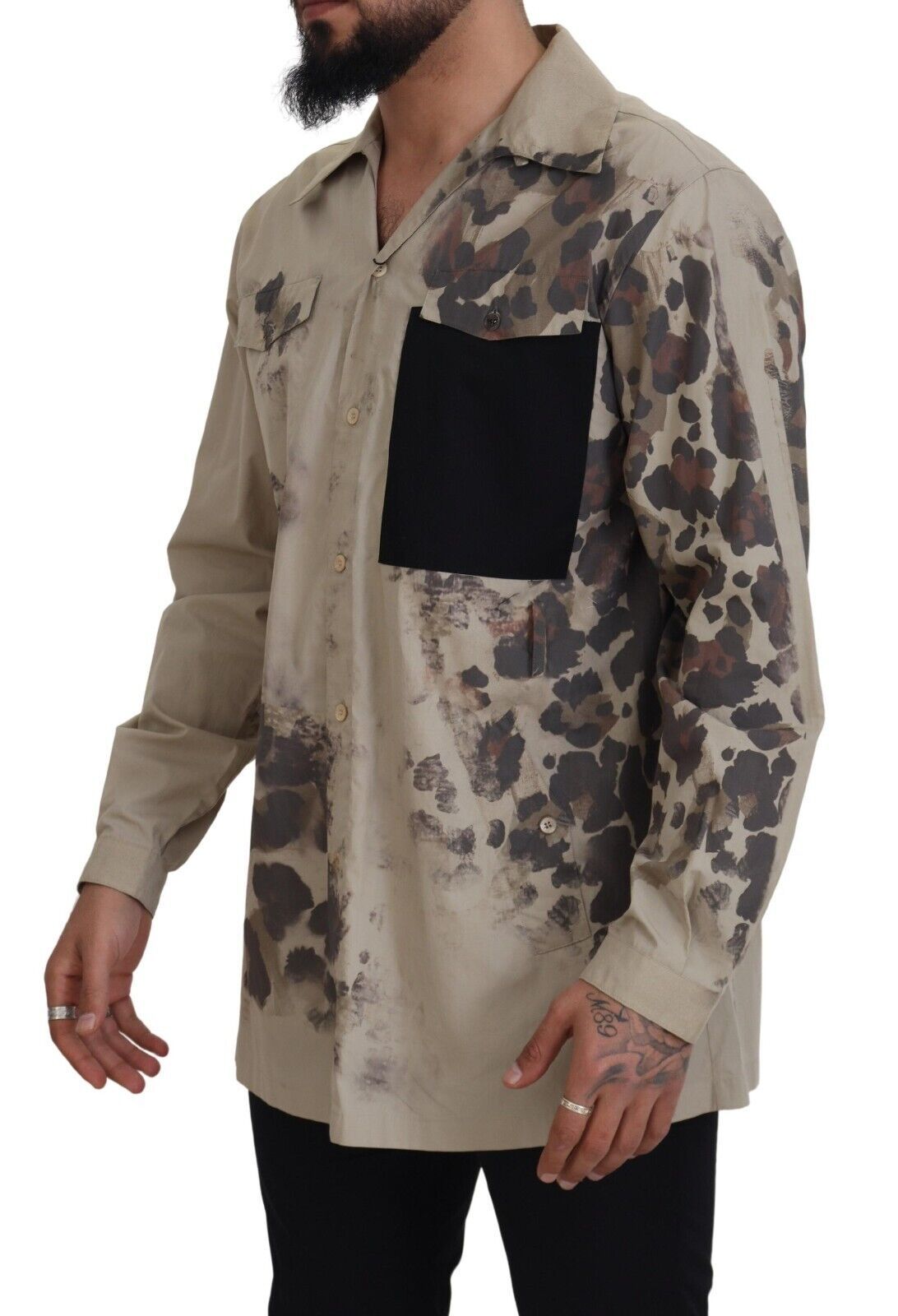 Dolce & Gabbana Beige Cotton Button-Down Casual Men's Shirt
