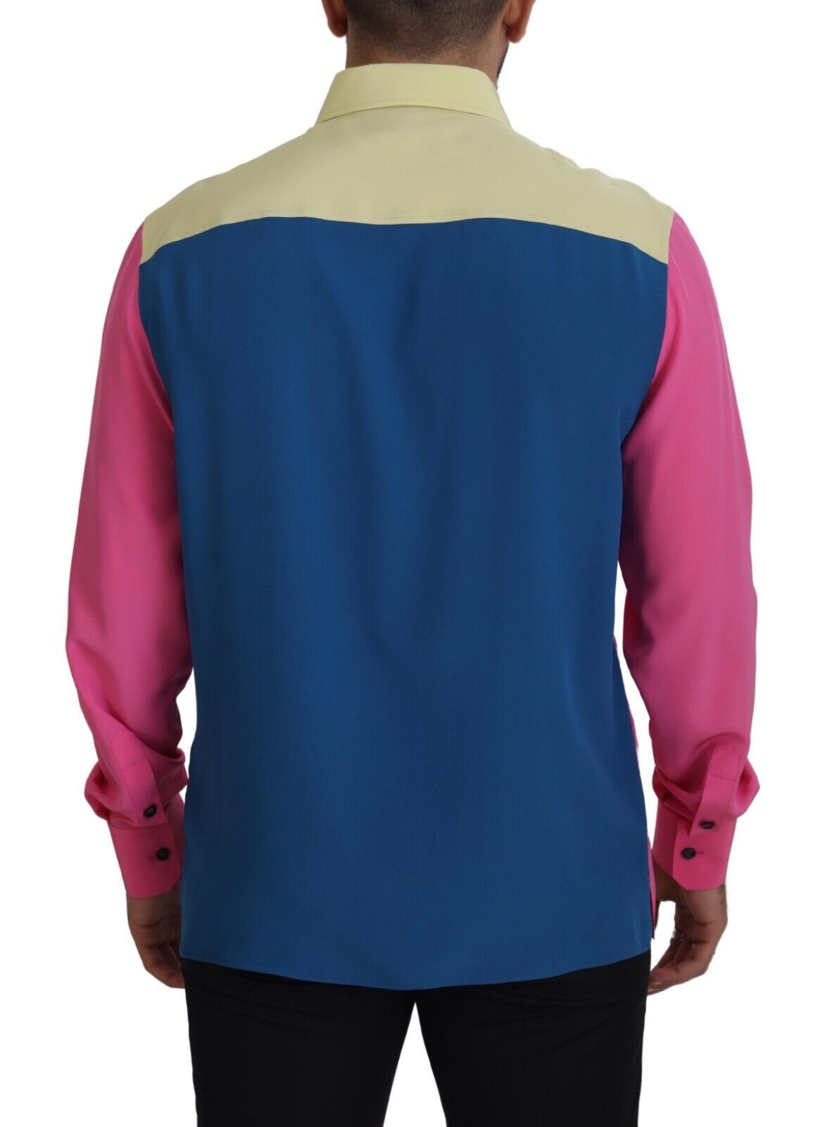 Dolce & Gabbana Multicolor Patchwork Silk Button Down Men's Shirt
