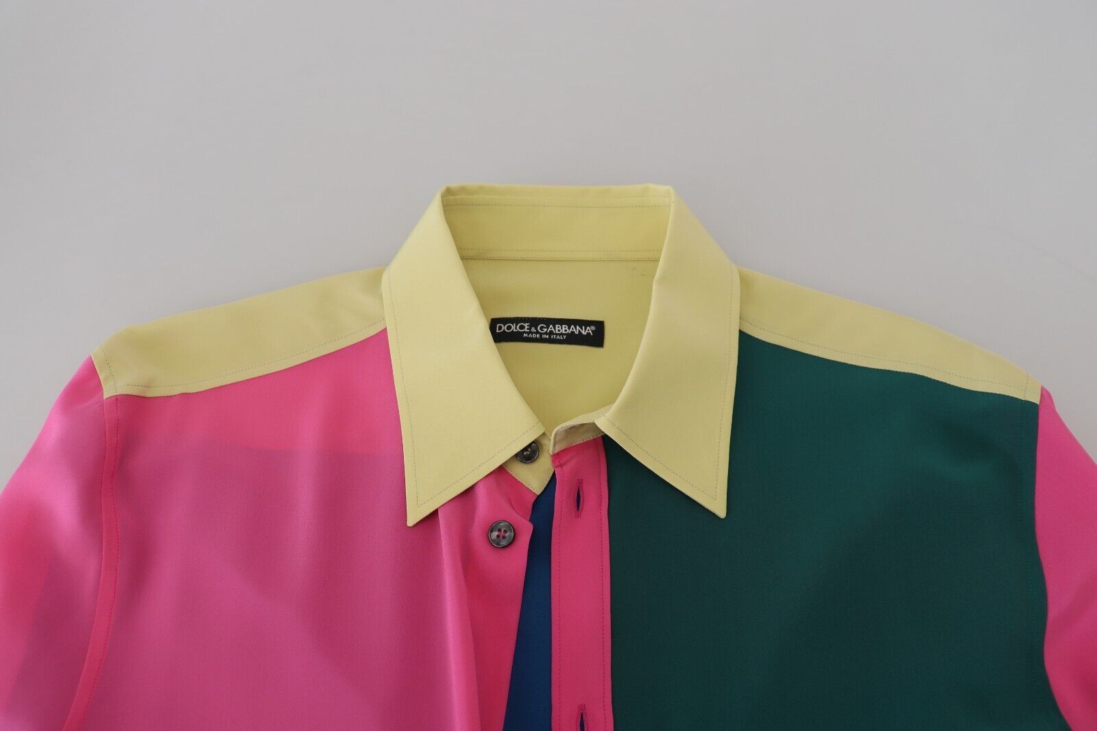 Dolce & Gabbana Multicolor Patchwork Silk Button Down Men's Shirt