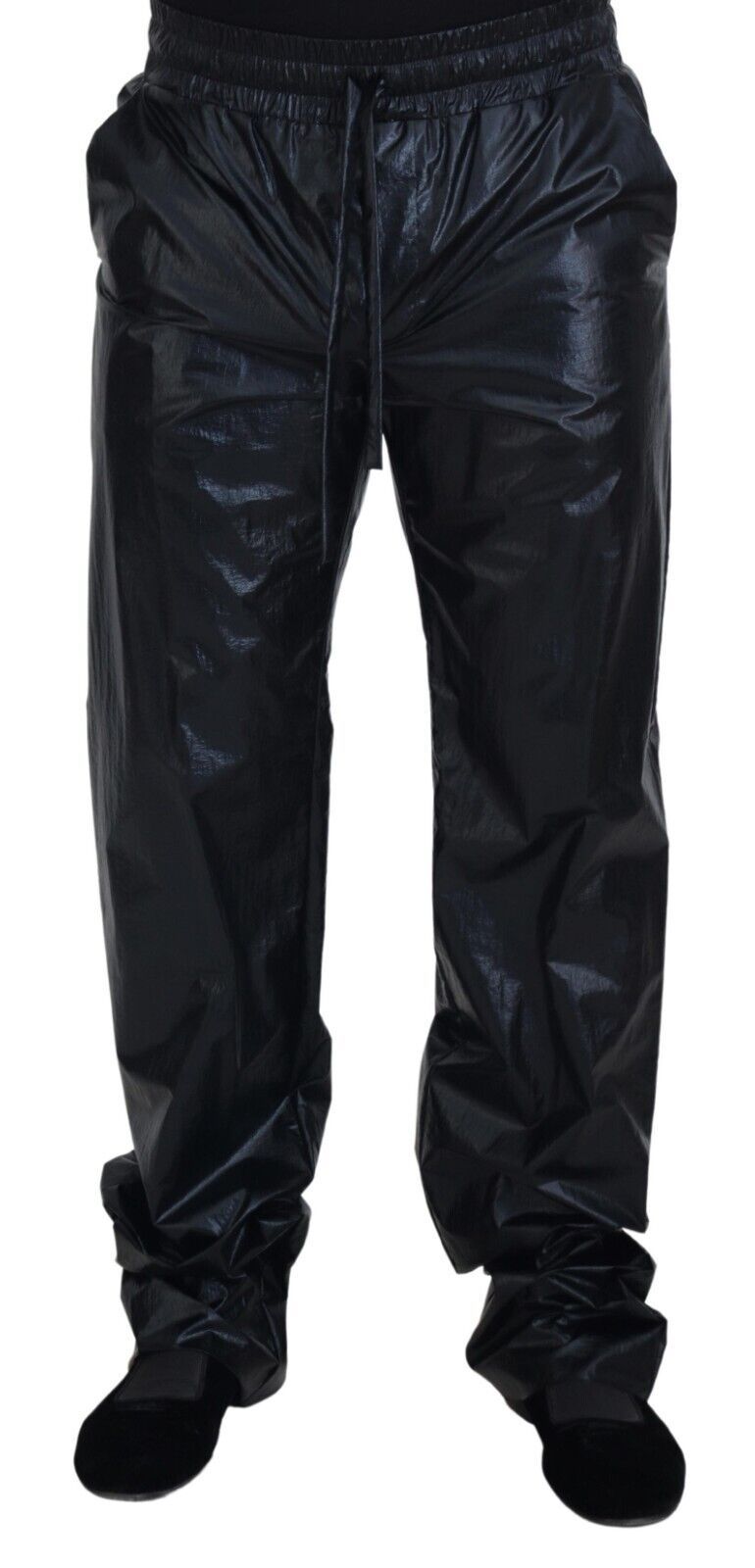 Dolce & Gabbana Black Shining Drawstring Trouser Nylon Men's Pants