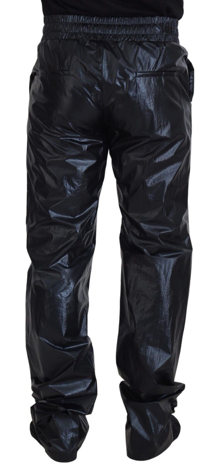 Dolce & Gabbana Black Shining Drawstring Trouser Nylon Men's Pants