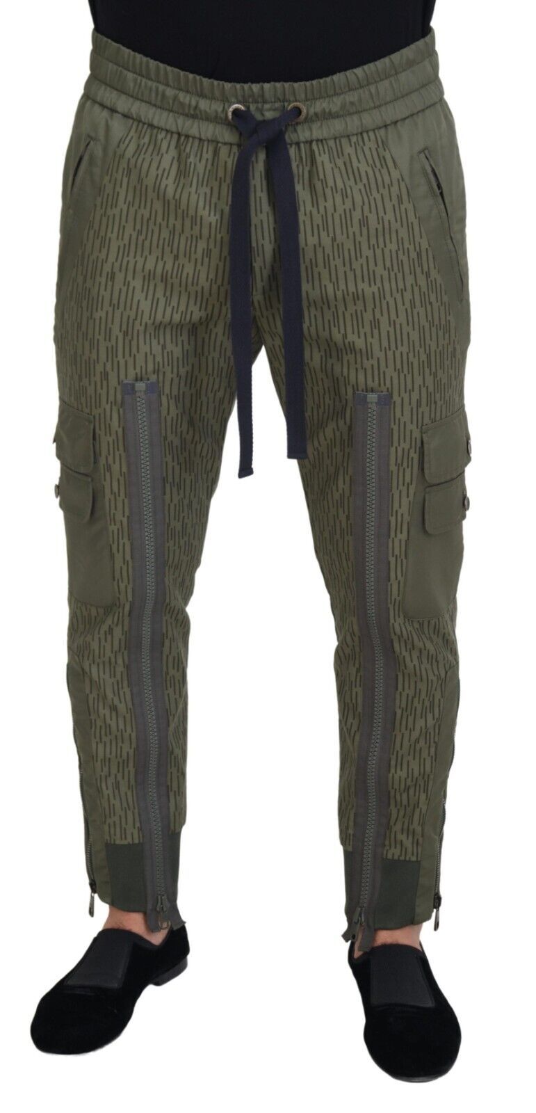 Dolce & Gabbana Green Striped Cargo Zipper Leg Men Trouser Men's Pants