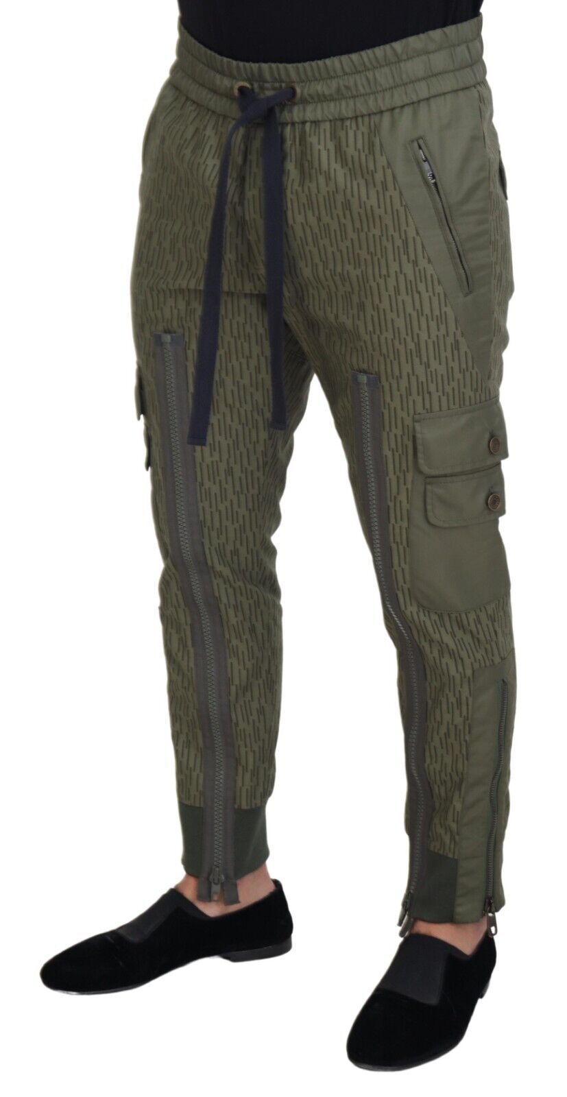 Dolce & Gabbana Green Striped Cargo Zipper Leg Men Trouser Men's Pants