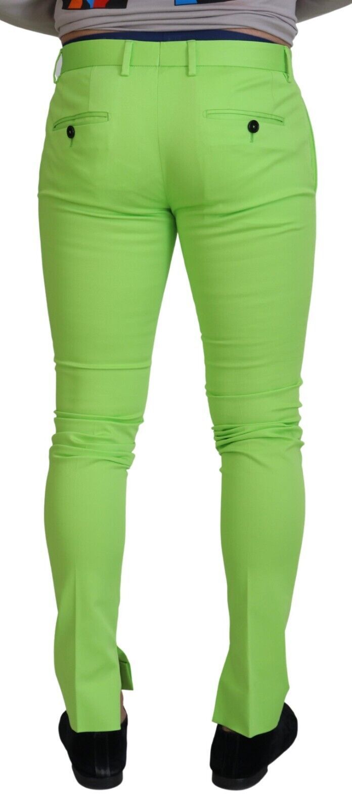 Dolce & Gabbana Light Green Cotton Skinny Men Trousers Men's Pants