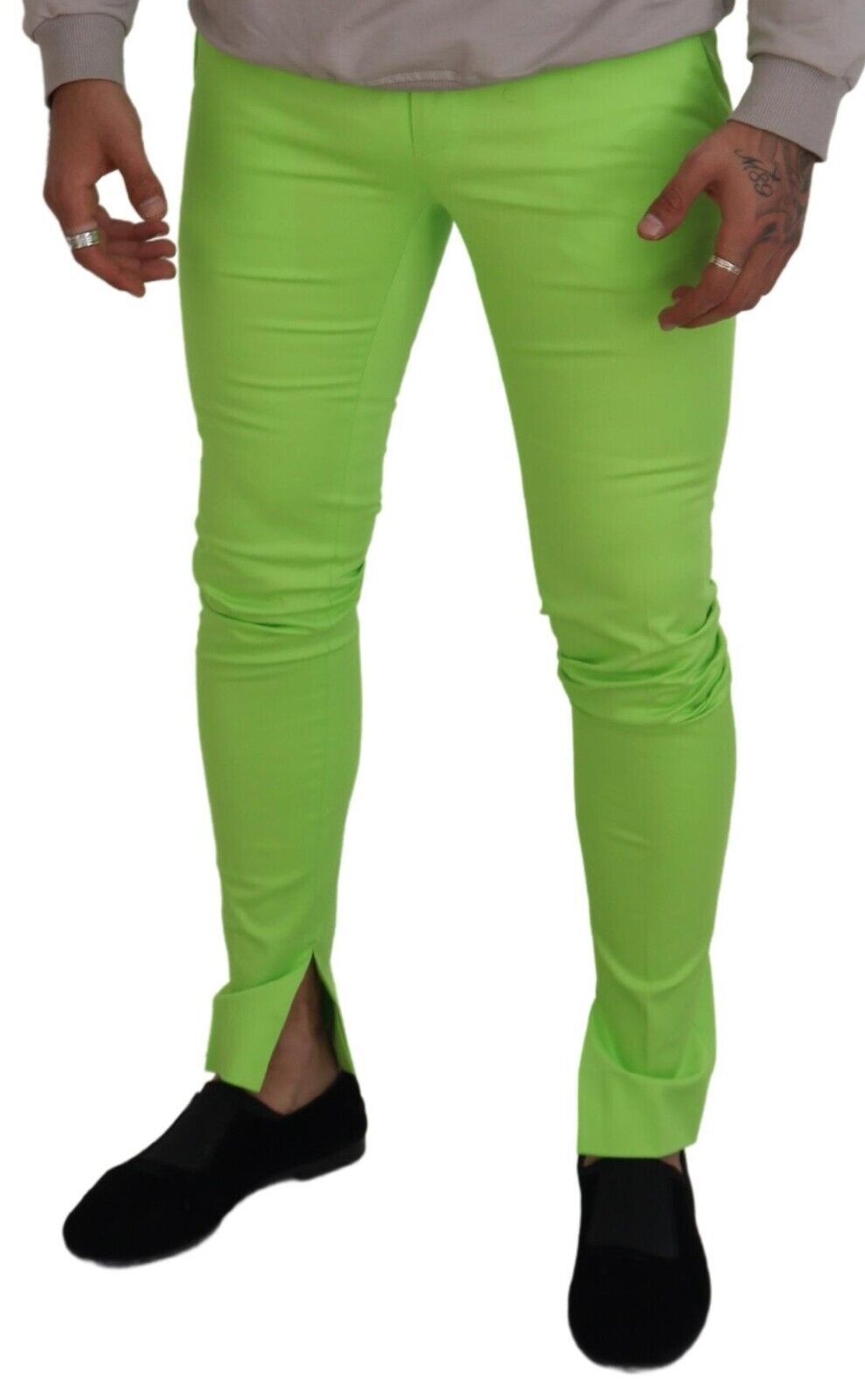 Dolce & Gabbana Light Green Cotton Skinny Men Trousers Men's Pants