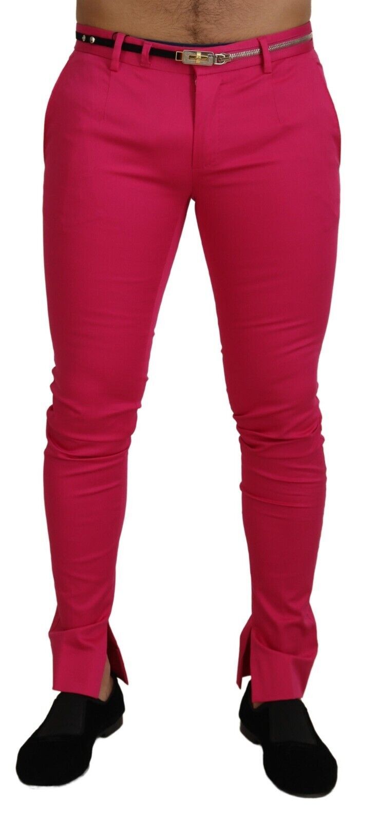 Dolce & Gabbana Pink Zipper Buckle Waist Trousers Men's Pants
