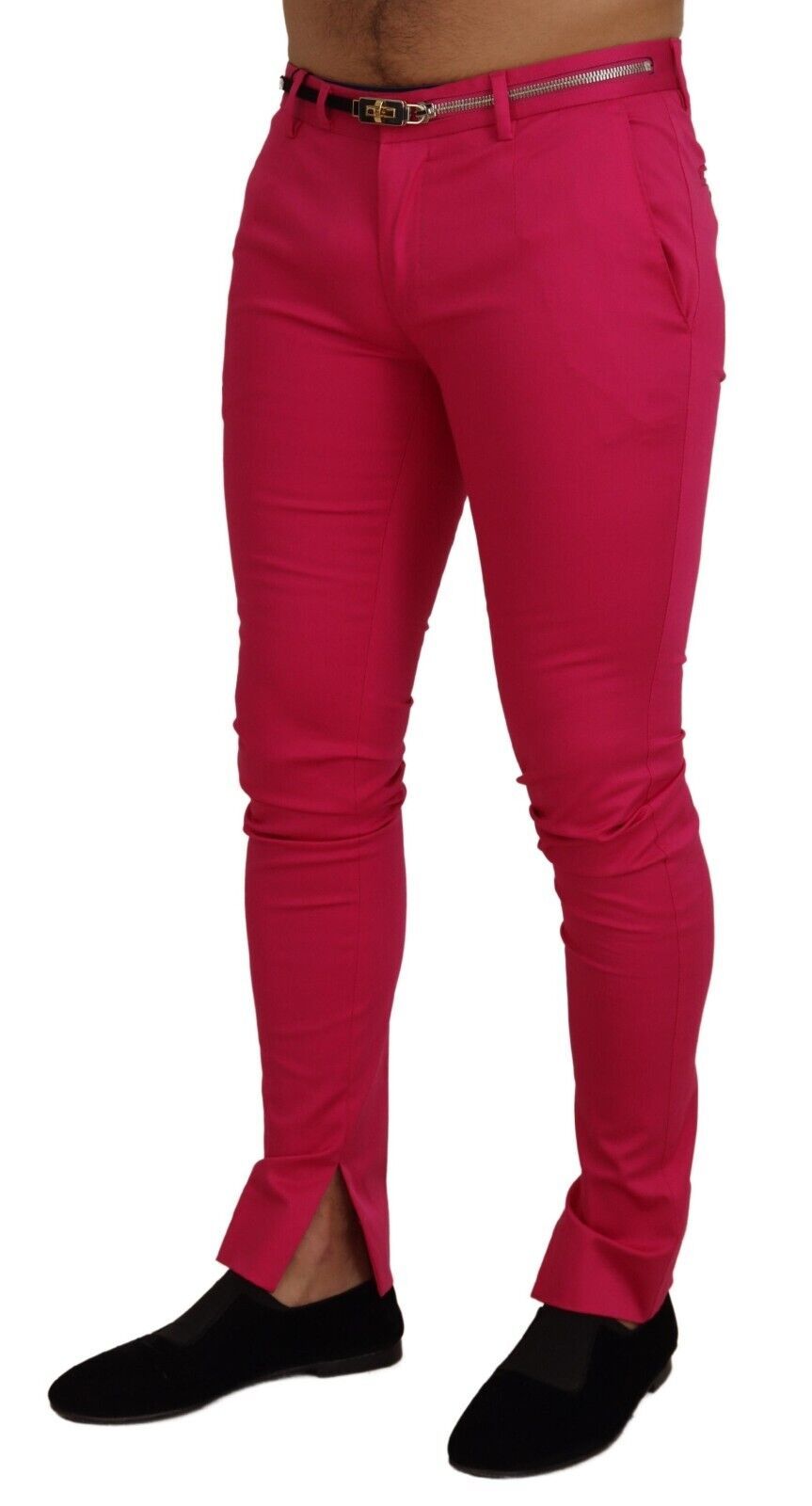 Dolce & Gabbana Pink Zipper Buckle Waist Trousers Men's Pants