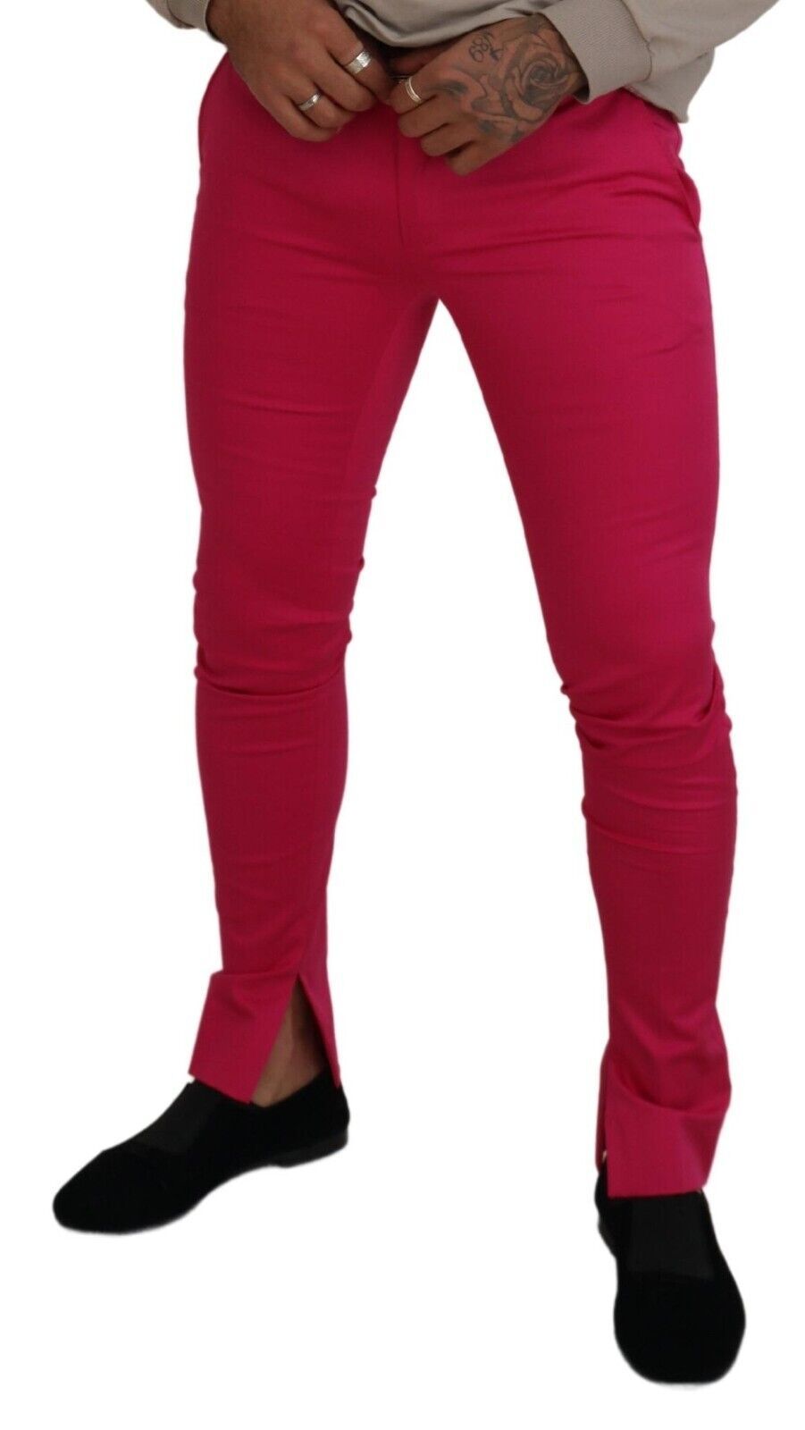 Dolce & Gabbana Pink Zipper Buckle Waist Trousers Men's Pants