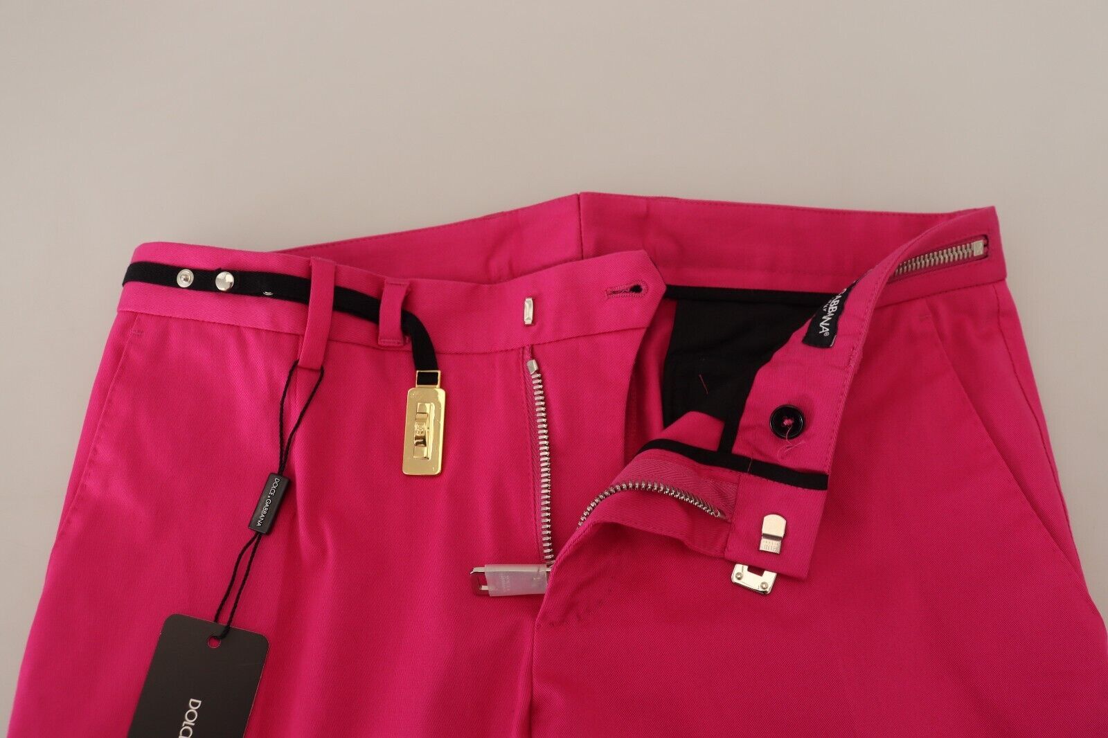 Dolce & Gabbana Pink Zipper Buckle Waist Trousers Men's Pants