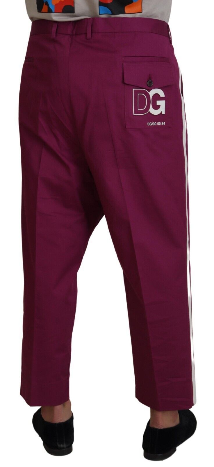 Dolce & Gabbana Magenta Cotton DG Logo Pocket Trouser Men's Pants