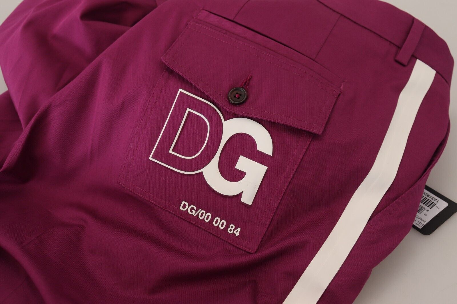 Dolce & Gabbana Magenta Cotton DG Logo Pocket Trouser Men's Pants