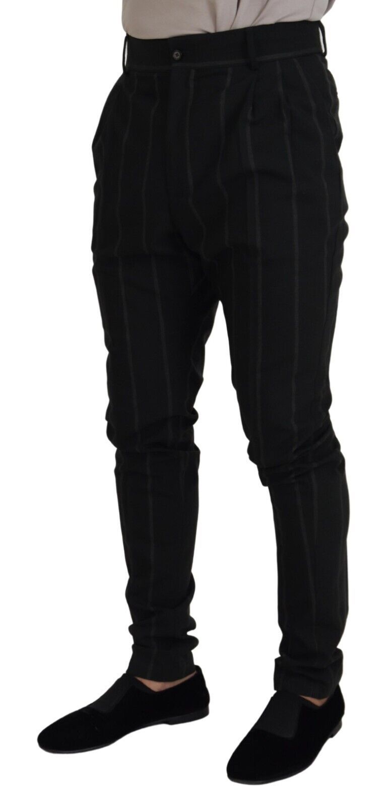 Dolce & Gabbana Black Striped Men Trousers Cotton Men's Pants