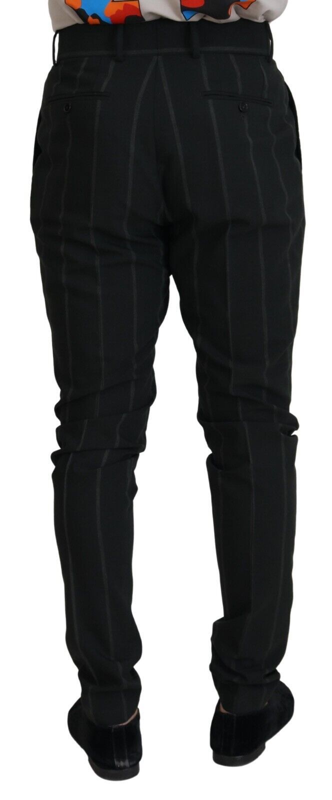 Dolce & Gabbana Black Striped Men Trousers Cotton Men's Pants