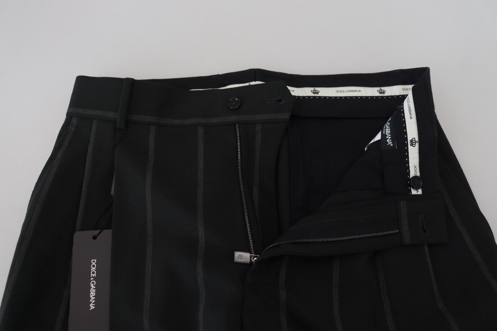 Dolce & Gabbana Black Striped Men Trousers Cotton Men's Pants