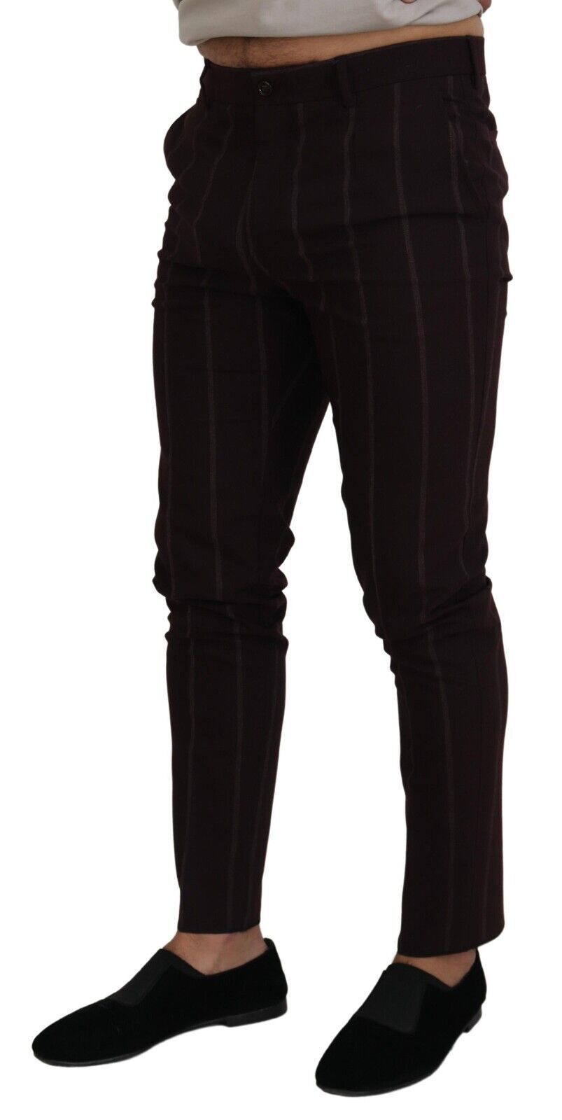 Dolce & Gabbana Brown Striped Men Trousers Cotton Men's Pants