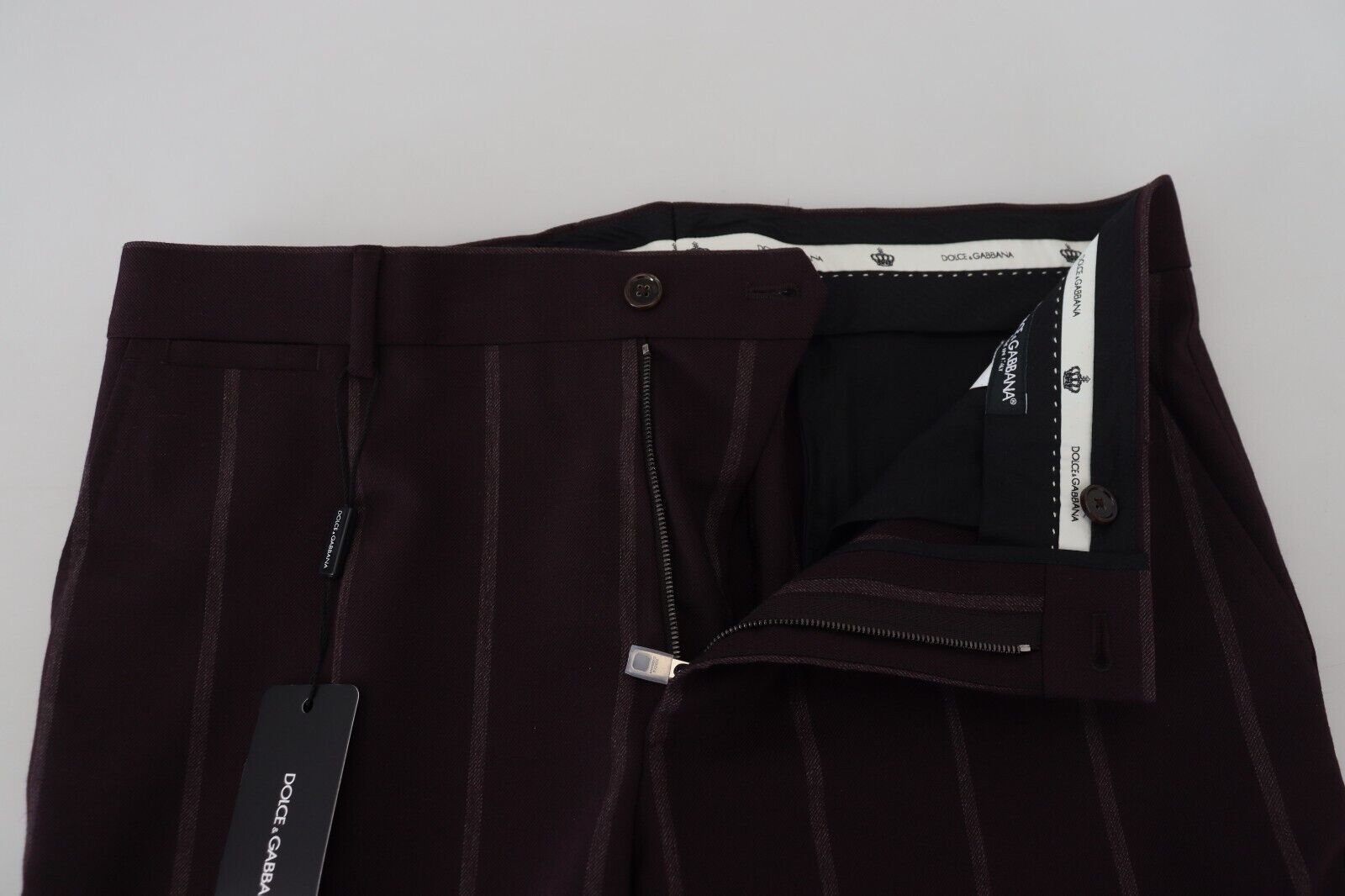 Dolce & Gabbana Brown Striped Men Trousers Cotton Men's Pants