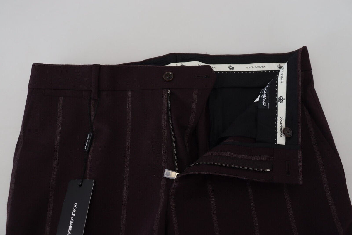 Dolce & Gabbana Brown Striped Men Trousers Cotton Men's Pants